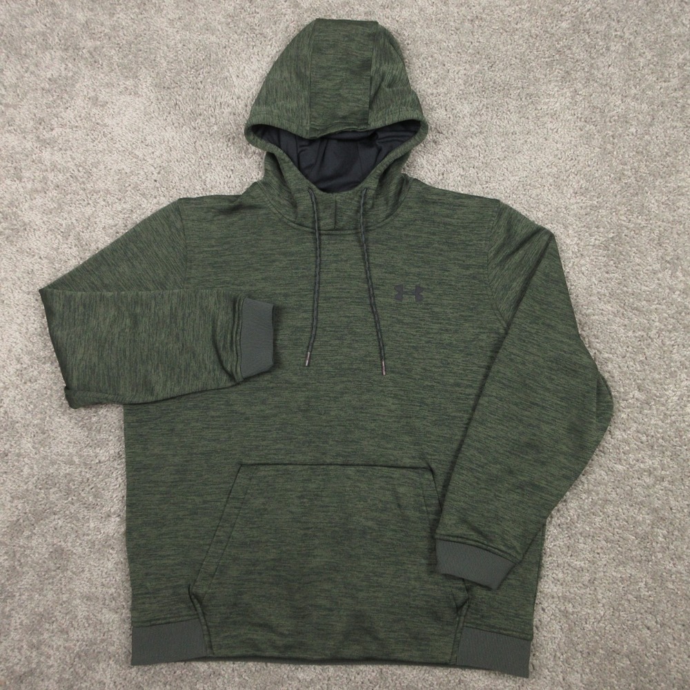 Under‎ Armour Sweater Mens Large Green Cold Gear Pullover Hoodie Sweatshirt EUC